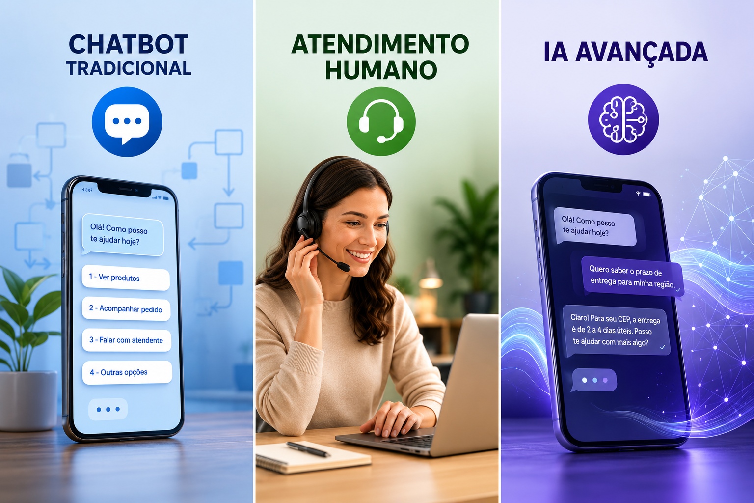 Obsługa przez WhatsApp: porównanie tradycyjnych chatbotów, obsługi ludzkiej i zaawansowanej SI